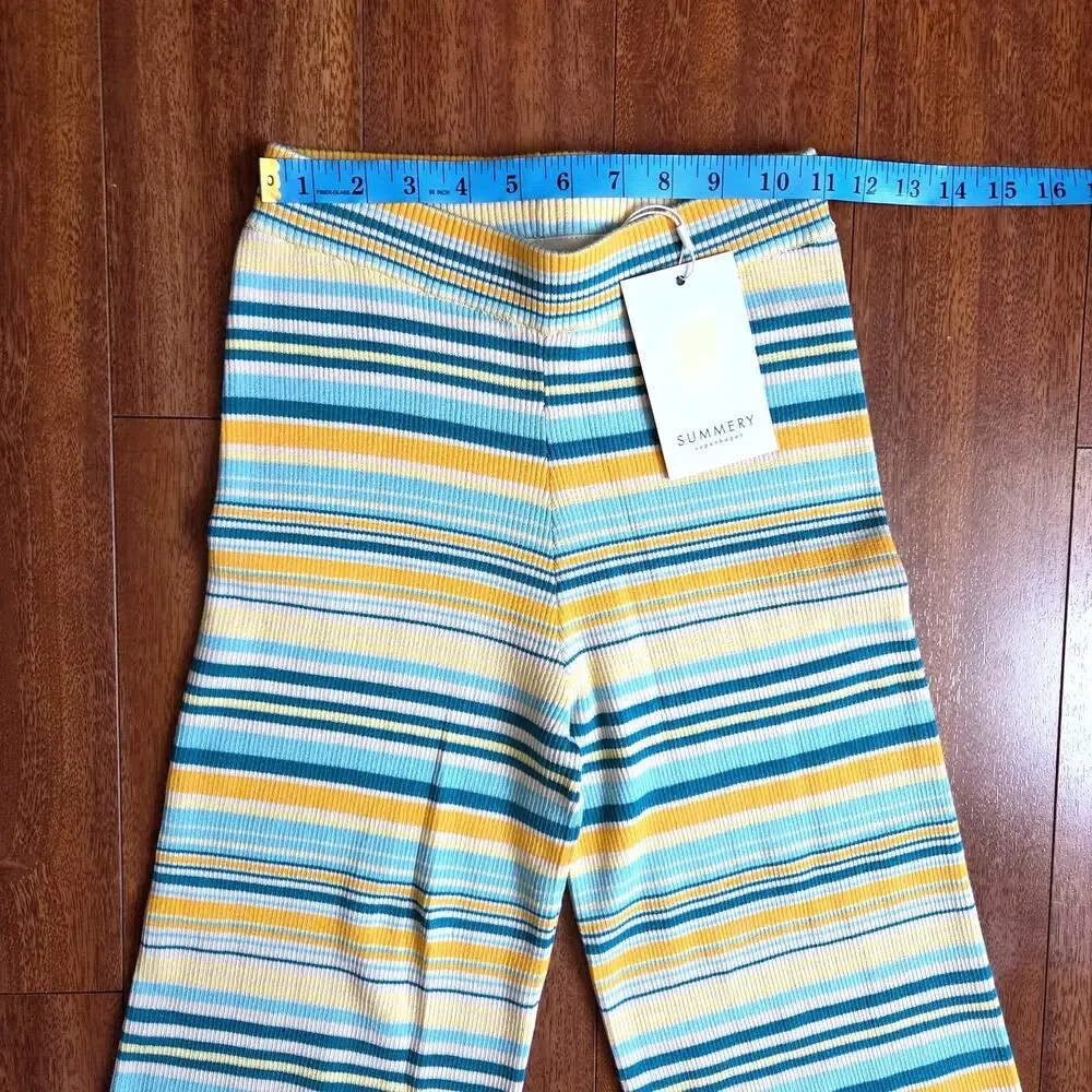 SUMMERY Copenhagen Noelle Ribbed Knit Stripe Top & Pants Set XS NWT